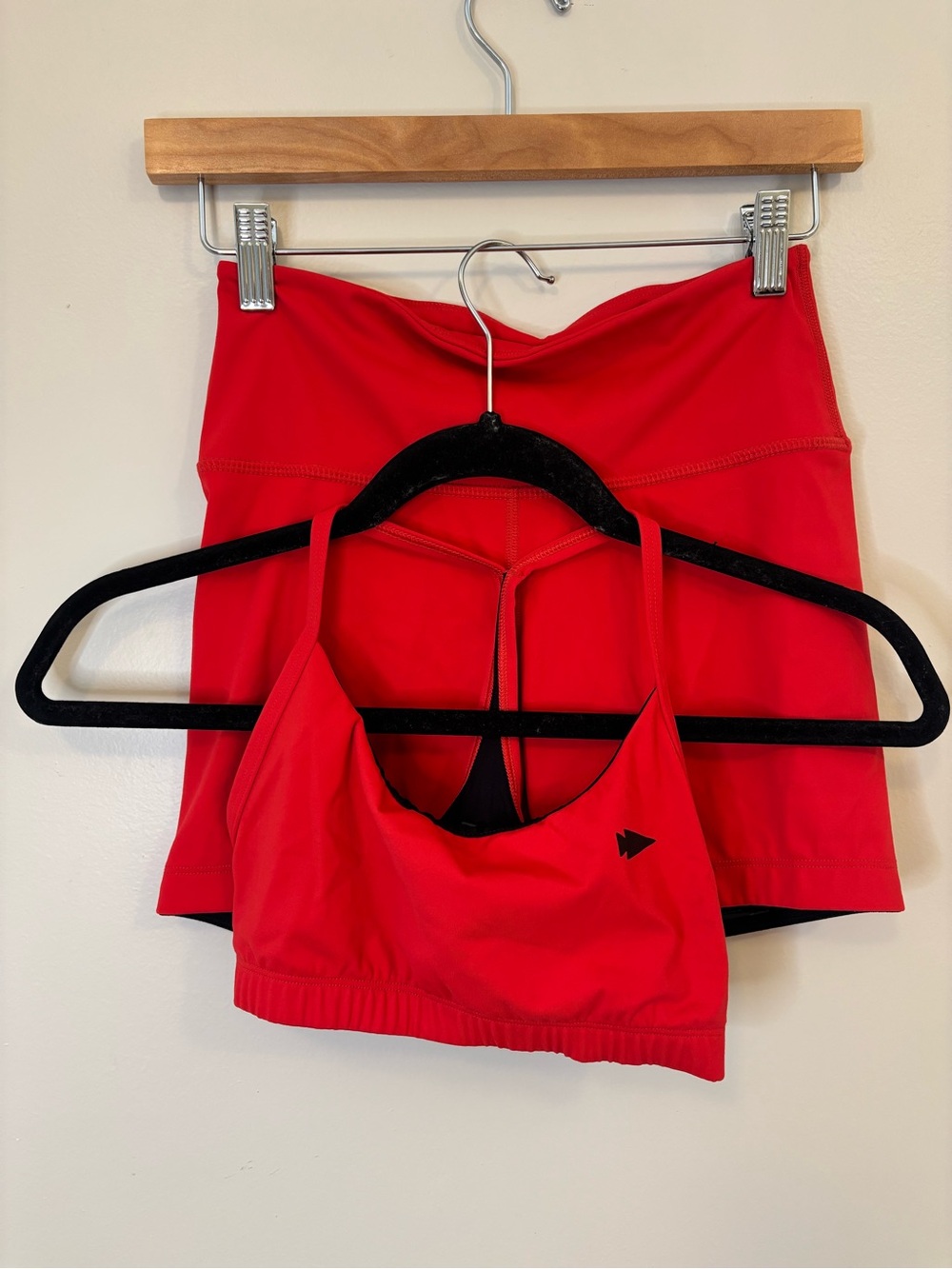 Red Women's Athletic Shorts + Bra combo